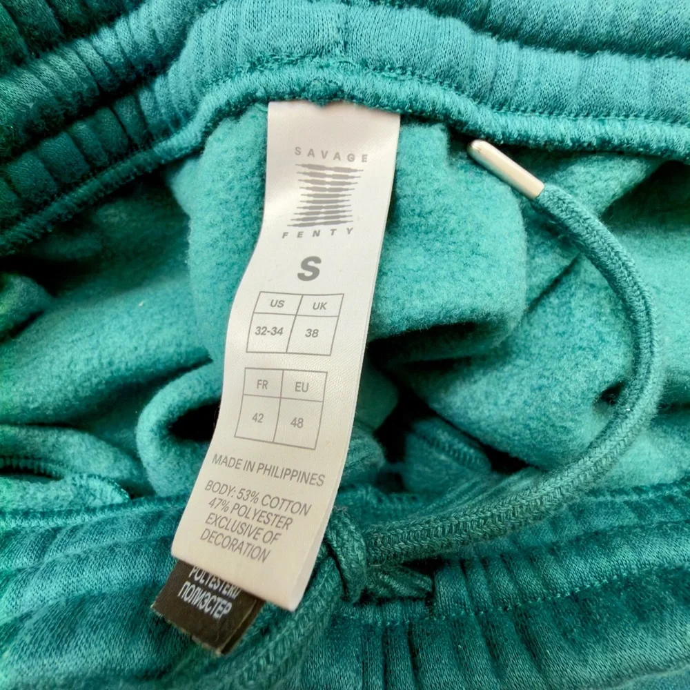 Savage X Fenty Women's Fleece Cropped Hoodie Matching Joggers Tracksuit Set Sz S
